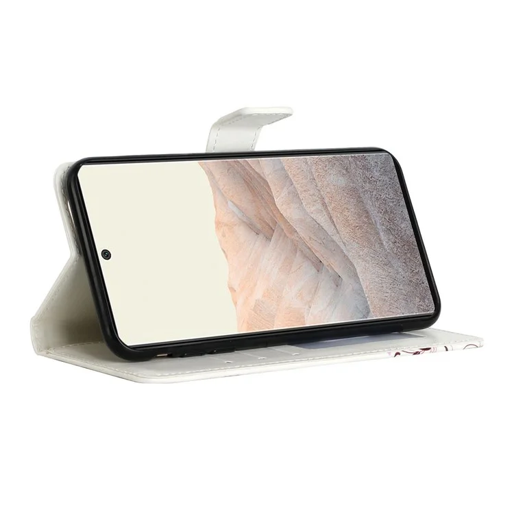 Motif Imprimement Light Spot Décor Support Pliable pu Couvercle de Boîtier de Téléphone en Cuir Avec Portefeuille Pour Google Pixel 6 Pro - Épissage Tri-couleur