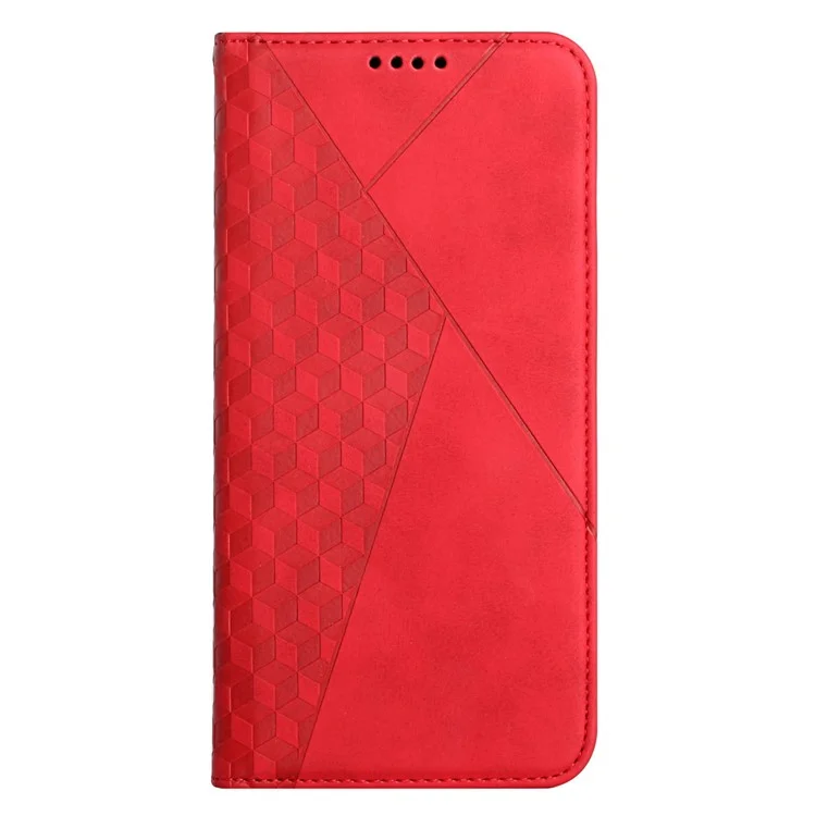 Skin-touch Rhombus Pattern Wallet Stand Design Anti-scratch Strong Magnetic Auto-absorbed Closure Leather Phone Case for Google Pixel 6 - Red
