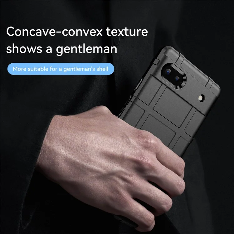 Rugged Square Grid Design Thickened Soft TPU Explosion Protection Anti-Drop Cover for Google Pixel 6a - Black