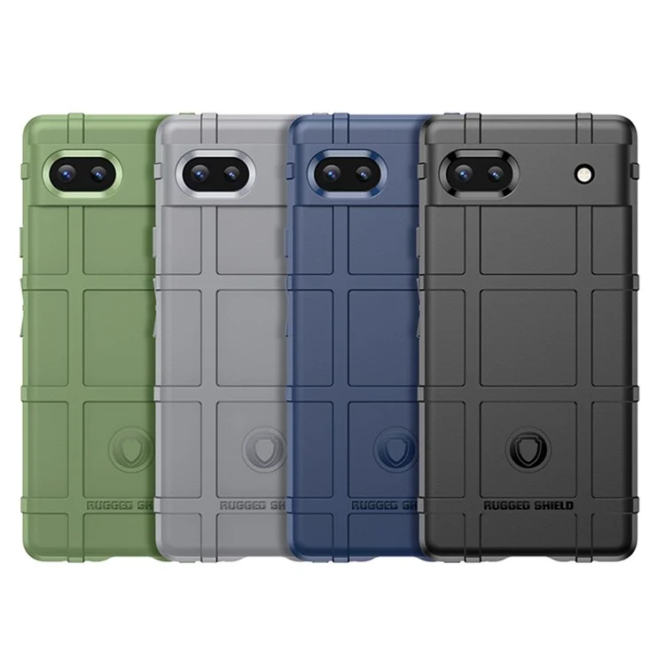 Rugged Square Grid Design Thickened Soft TPU Explosion Protection Anti-Drop Cover for Google Pixel 6a - Black