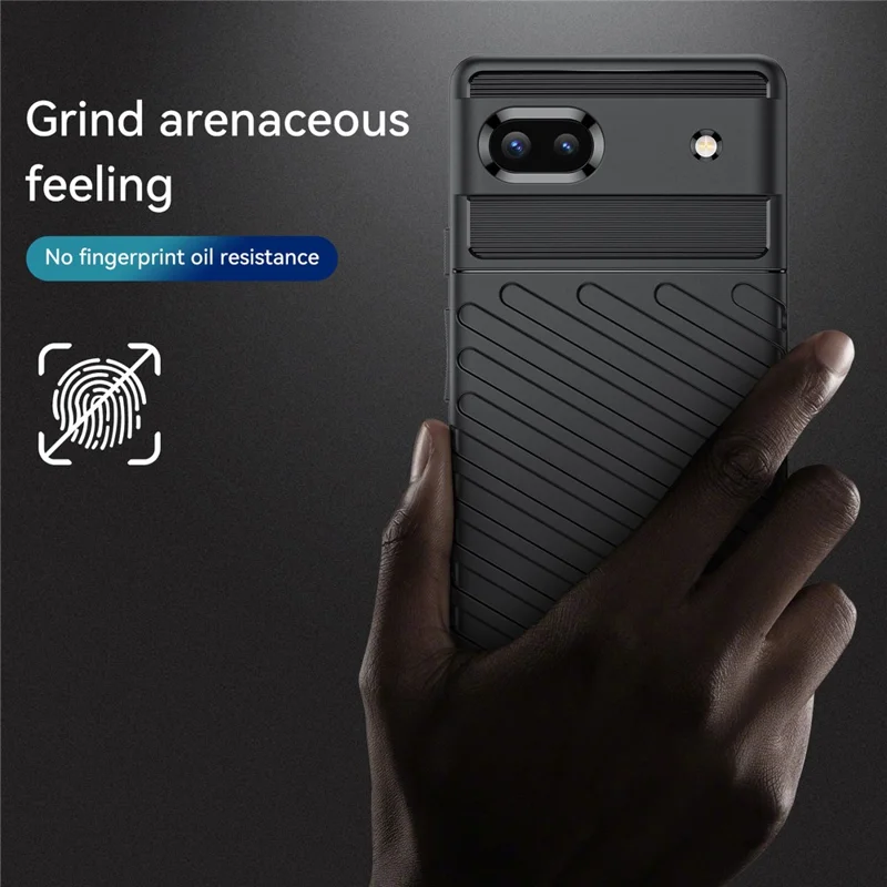 Thunder Series Twill Texture Thickened Smooth Flexible TPU Protective Phone Cover for Google Pixel 6a - Black