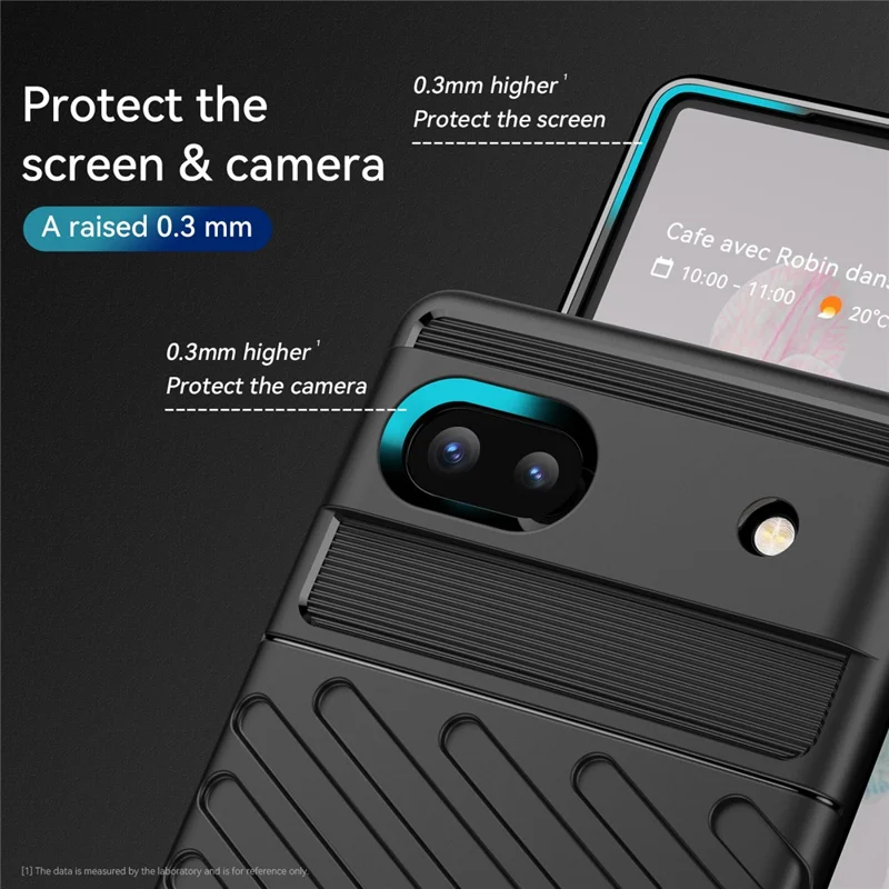 Thunder Series Twill Texture Thickened Smooth Flexible TPU Protective Phone Cover for Google Pixel 6a - Black