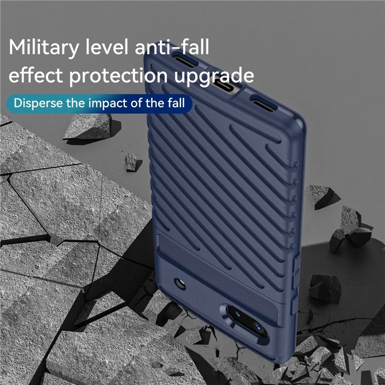 Thunder Series Twill Texture Thickened Smooth Flexible TPU Protective Phone Cover for Google Pixel 6a - Blue