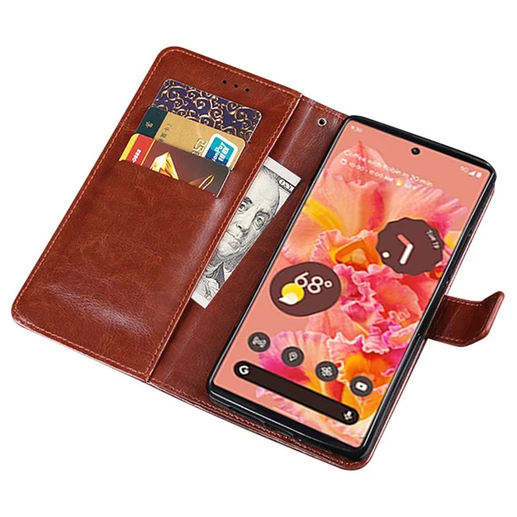 IDEWEI Étui de protection pour téléphone portable anti-poussière en PU et TPU pour Google Pixel 6 Pro - Noir