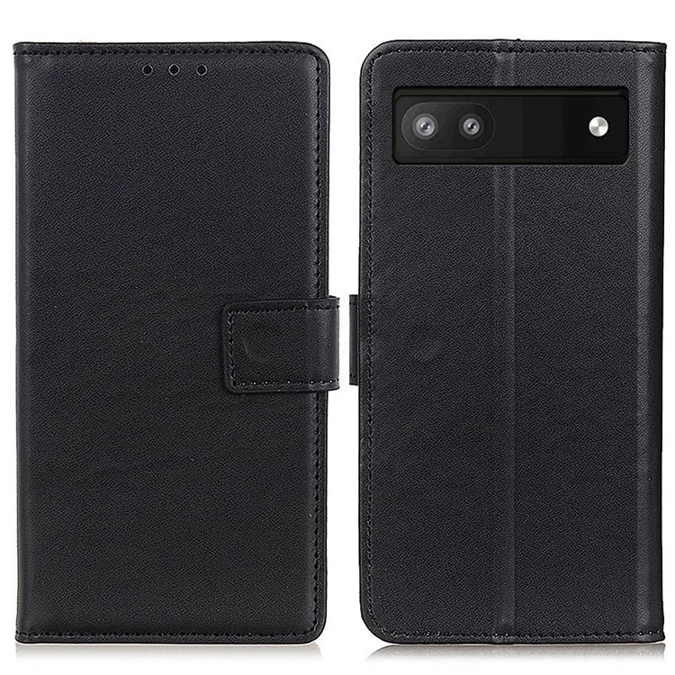 Anti-Drop Flip Folio PU Leather Shell Foldable Stand Design Wallet Phone Case for Google Pixel 6a - Black