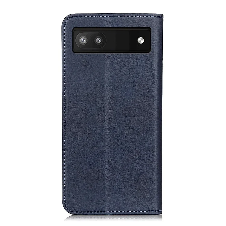 Magnetic Auto-absorbed Solid Color Split Leather + TPU Stand Wallet Case for Google Pixel 6a - Blue