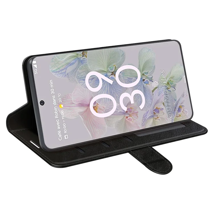Fall-resistant Crazy Horse Texture PU Leather + TPU Stand Wallet Phone Case Cover for Google Pixel 6a - Black