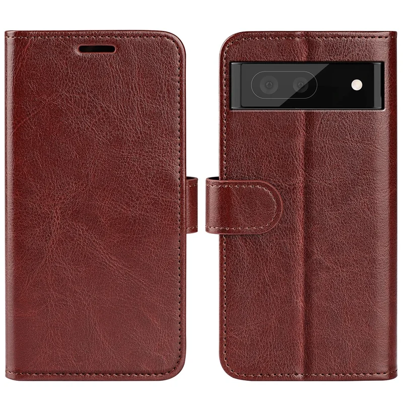 Fall-resistant Crazy Horse Texture PU Leather + TPU Stand Wallet Phone Case Cover for Google Pixel 6a - Brown