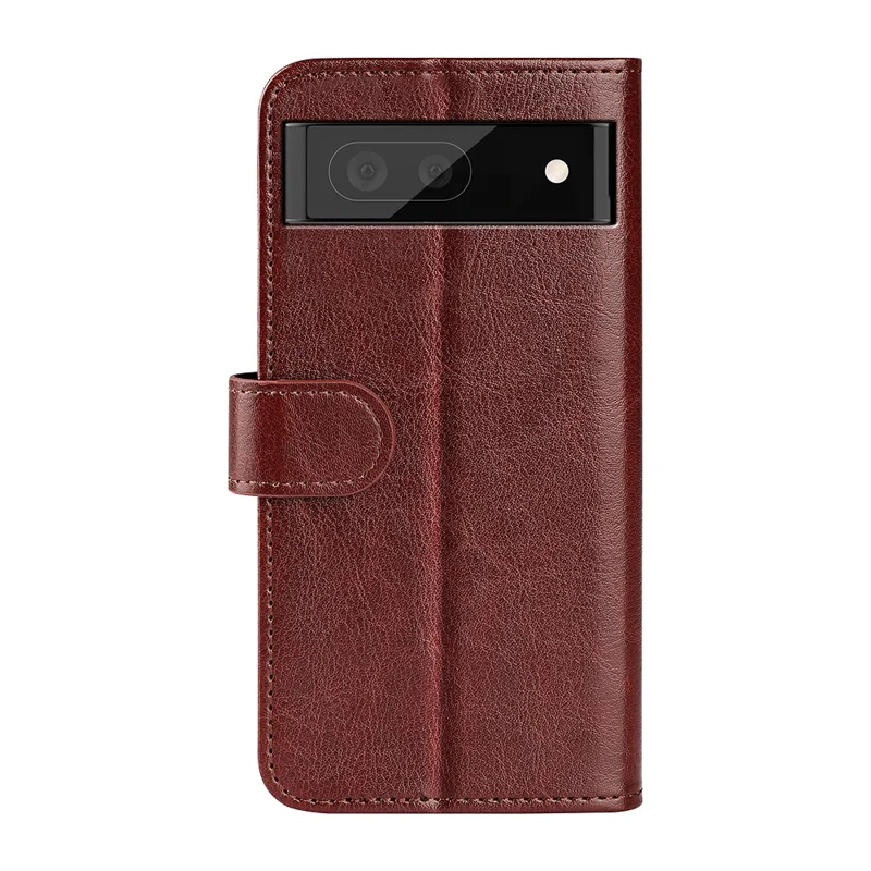 Fall-resistant Crazy Horse Texture PU Leather + TPU Stand Wallet Phone Case Cover for Google Pixel 6a - Brown