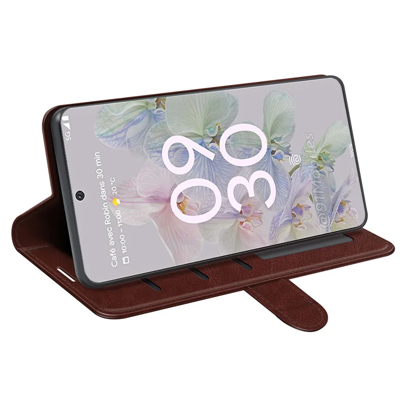 Fall-resistant Crazy Horse Texture PU Leather + TPU Stand Wallet Phone Case Cover for Google Pixel 6a - Brown