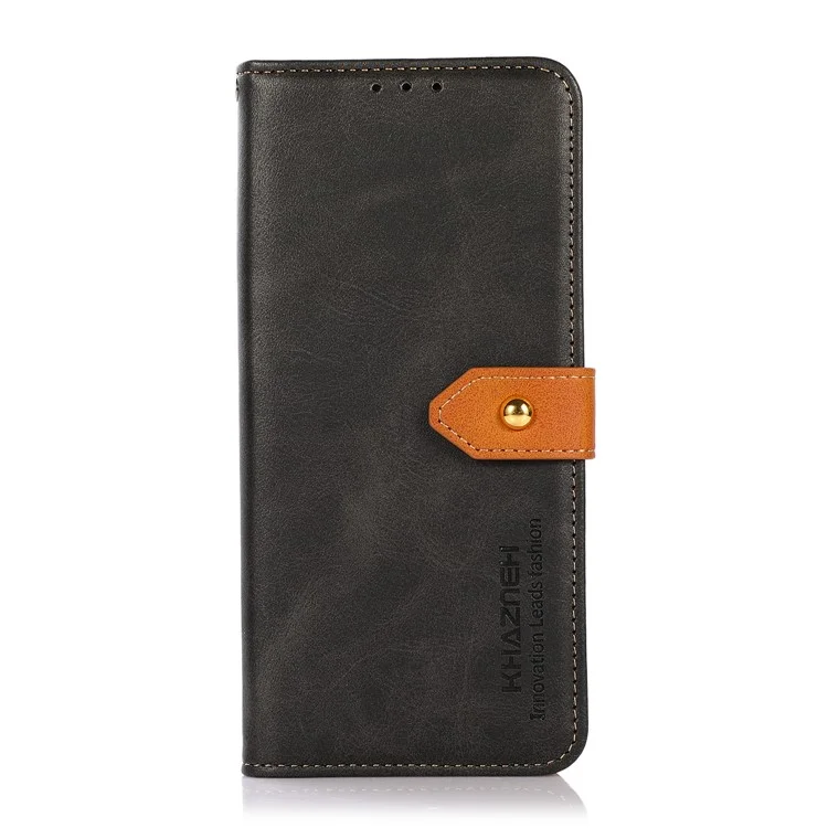 Khazneh Magnetic Golden Clasp PU Leder + TPU -hülle Wallet Stand Schutzabdeckung Für Google Pixel 6a - Schwarz