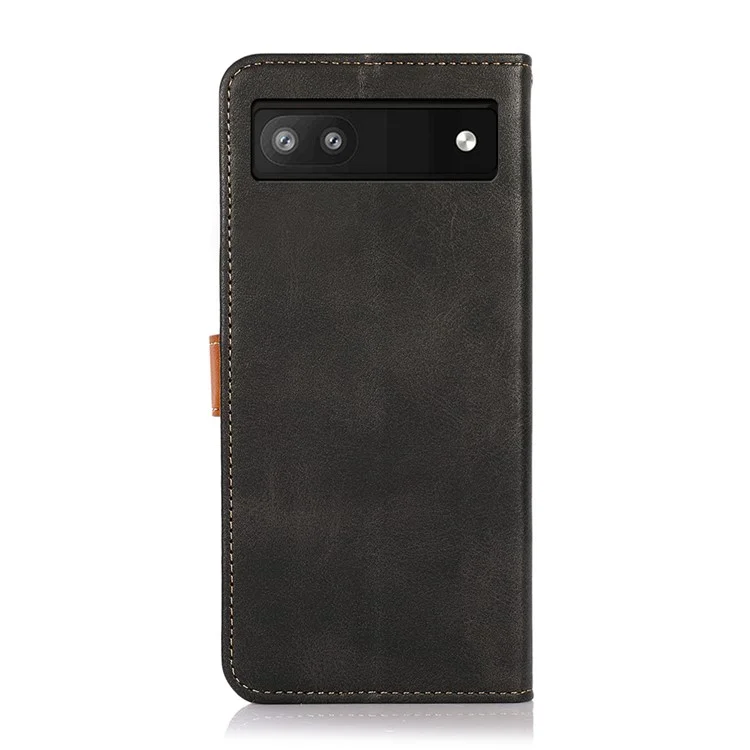 Khazneh Magnetic Golden Grosp pu Leather + TPU Caixa Carteira Tampa Proteção Para Google Pixel 6a - Preto