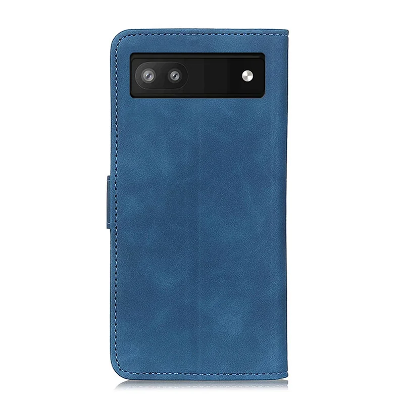 KHAZNEH Magnetic Closure Retro Texture Leather Case Stand Wallet Flip Leather + TPU Inner Shell Phone Cover for Google Pixel 6a - Blue