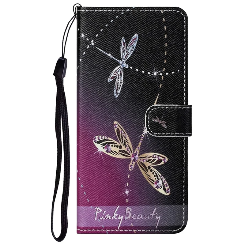 Magnetic Closed PU Leather Phone Protector Cross Texture Folding Phone Case with Stand Wallet for Google Pixel 6a - Two Dragonflies