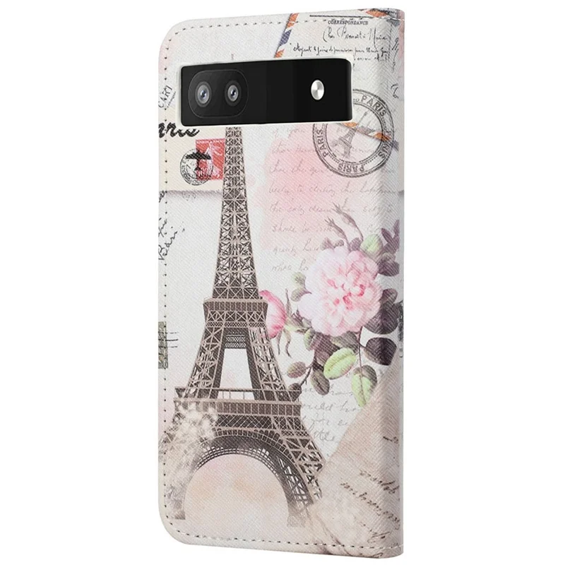 Magnetic Closed Folding Phone Case Cross Texture PU Leather Protective Cover with Wallet for Google Pixel 6a - Tower