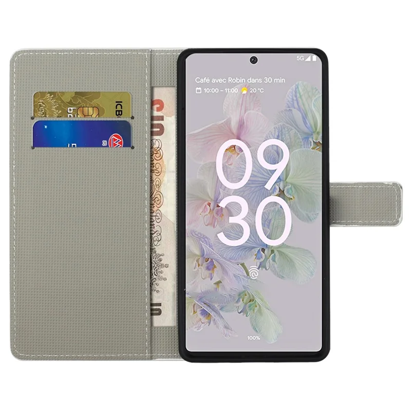 Pattern Printing TPU + PU Leather Stand Magnetic Closure Flip Case with Card Slots and Cash Pocket for Google Pixel 6a - Iron Tower