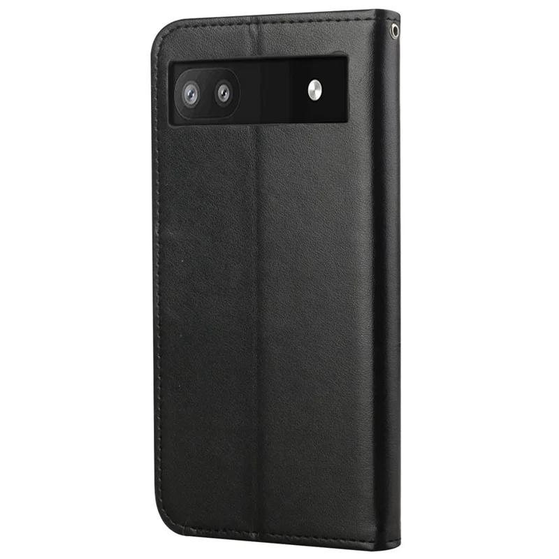 Anti-fall PU Leather Protective Phone Cover Imprinted Butterflies Flower Phone Case with Wallet Stand for Google Pixel 6a - Black