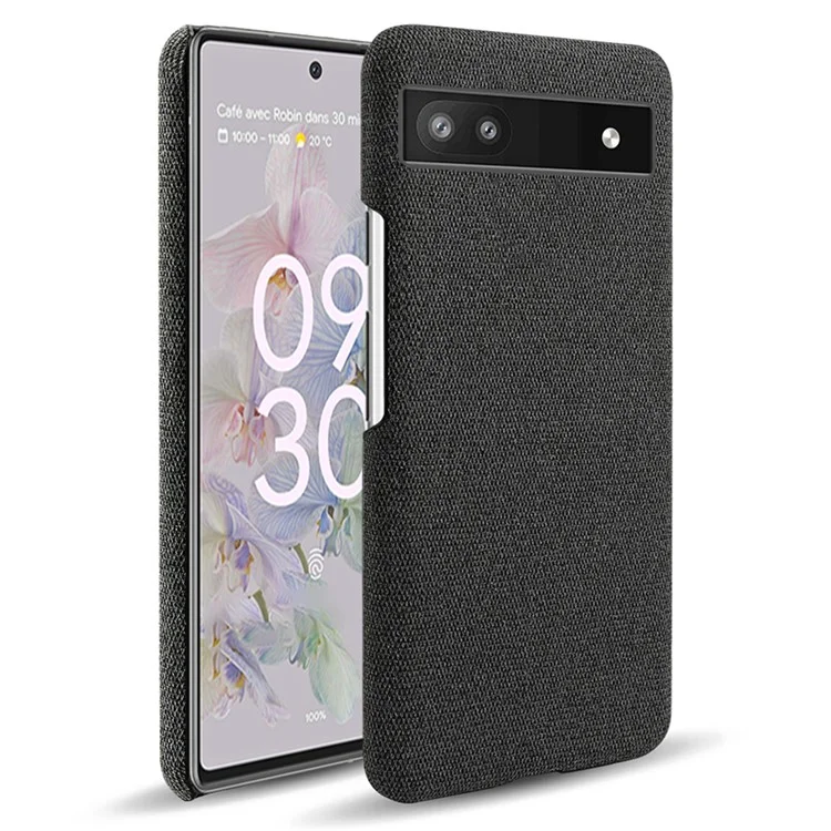 Shell Per il Telefono Con Rivestimento Texture di Texture in Tessuto Per Google Pixel 6a - Nero