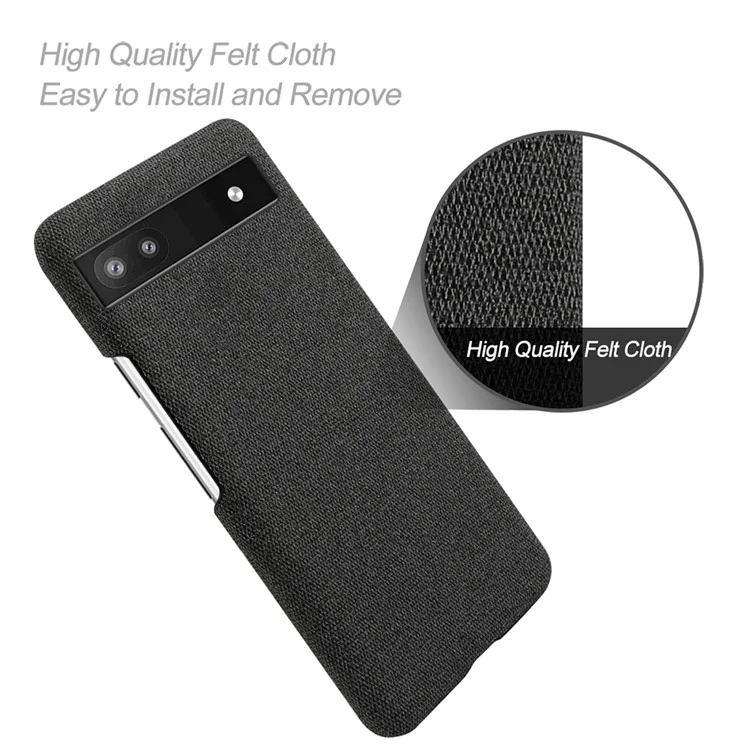 Cloth Texture Coating Shockproof Hard PC Phone Case Shell for Google Pixel 6a - Black