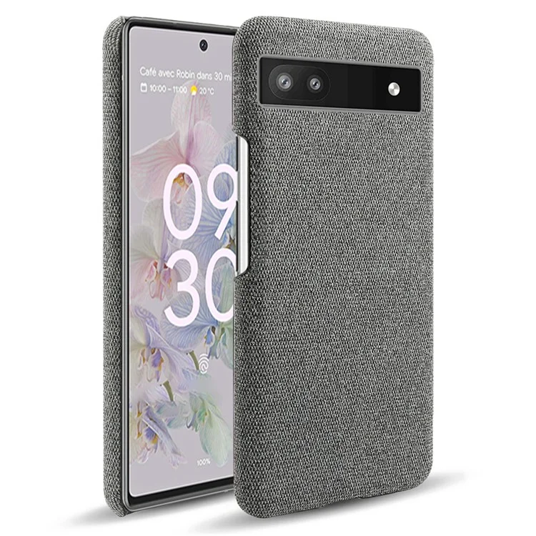 Cloth Texture Coating Shockproof Hard PC Phone Case Shell for Google Pixel 6a - Grey