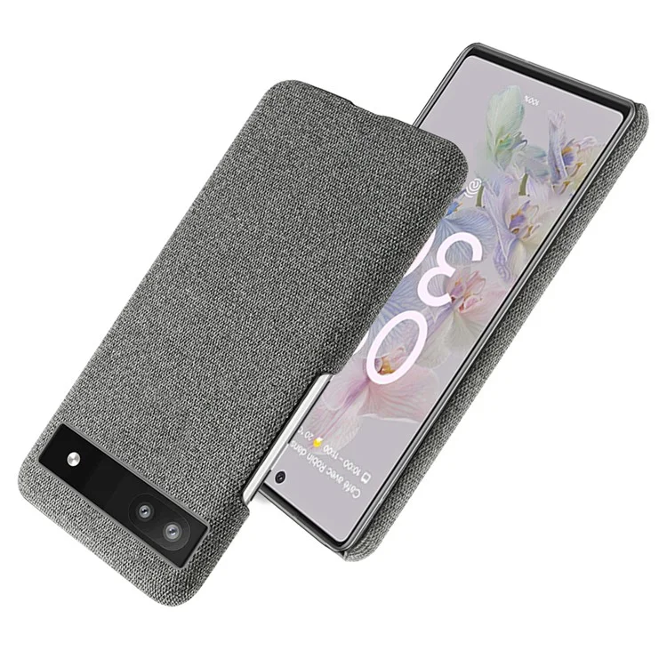 Textil-Beschichtung Stoßfeste Harte PC-Handyhülle für Google Pixel 6a - Grau