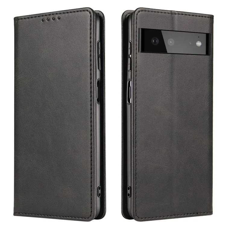 Funda con tapa y cierre magnético de cuero PU y TPU a prueba de golpes para Google Pixel 6 Pro - Negro