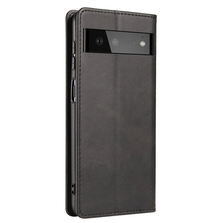Funda con tapa y cierre magnético de cuero PU y TPU a prueba de golpes para Google Pixel 6 Pro - Negro