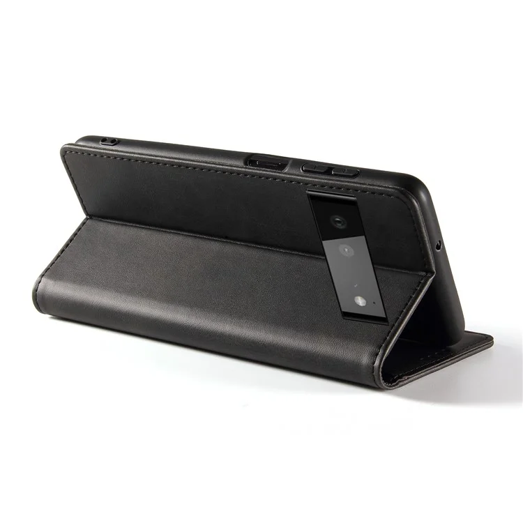Funda con tapa y cierre magnético de cuero PU y TPU a prueba de golpes para Google Pixel 6 Pro - Negro