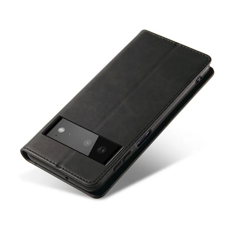 Funda con tapa y cierre magnético de cuero PU y TPU a prueba de golpes para Google Pixel 6 Pro - Negro