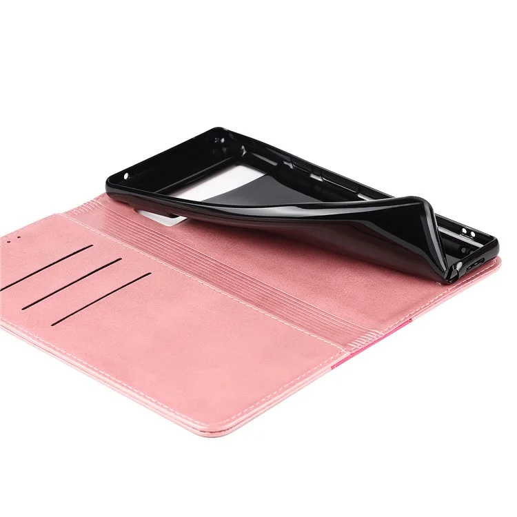Para Google Pixel 6, Empalmante, Con Estilo de Billetera de Cuero Anti-scratch de Empalme Automático Con Soporte, Con Soporte - Oro Rosa/rosa
