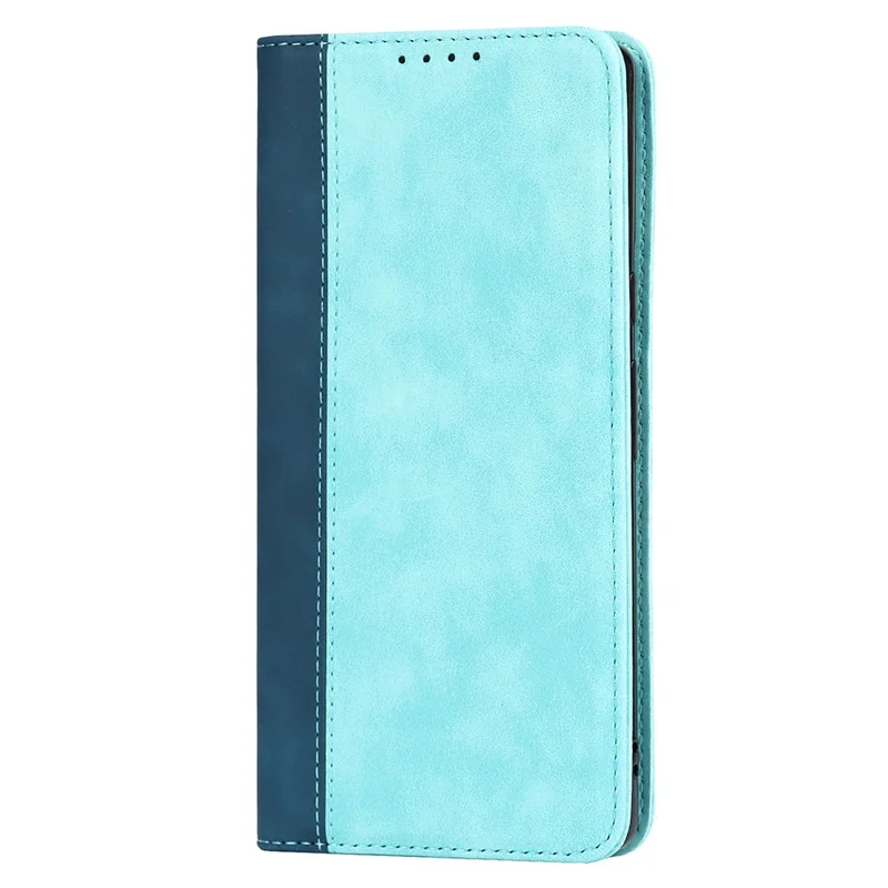 For Google Pixel 6 Auto-absorbed Bi-color Splicing Stylish Anti-scratch Leather Wallet Phone Case with Stand - Light Blue/Dark Blue