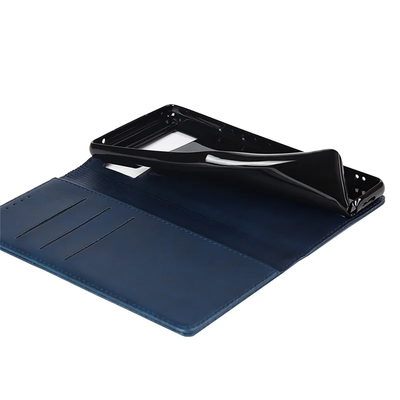 For Google Pixel 6 Wallet Stand Function Drop-proof Auto-absorbed TPU+PU Leather Phone Cover Case - Dark Blue
