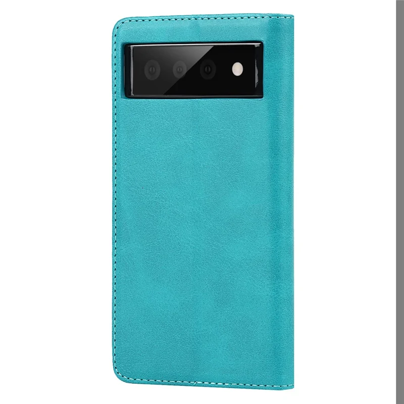 Til Google Pixel 6 Wallet Ståfunktion Drophård TPU+PU Kunstlæder Telefonbeskyttelsesdæksel - Himmeblå