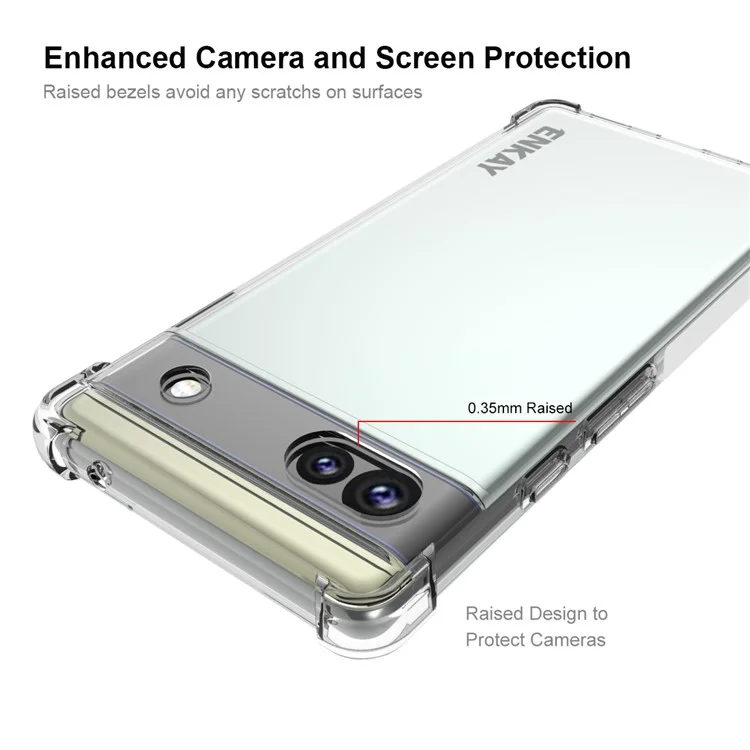 ENKAY HAT PRINCE Shock-absorbing Corners Crystal Clear TPU Cover Mobile Phone Shell with Anti-slip Edge for Google Pixel 6a