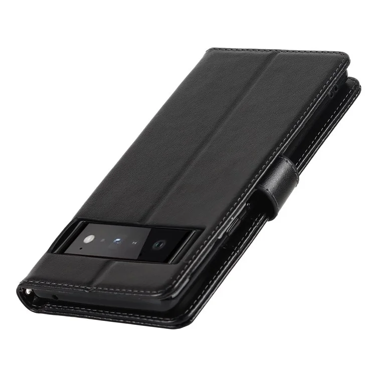 R61 Textura Caminhada PU PU PU Capela Case Case Complar Com Stand Dobrável Para o Google Pixel 6 Pro - Preto