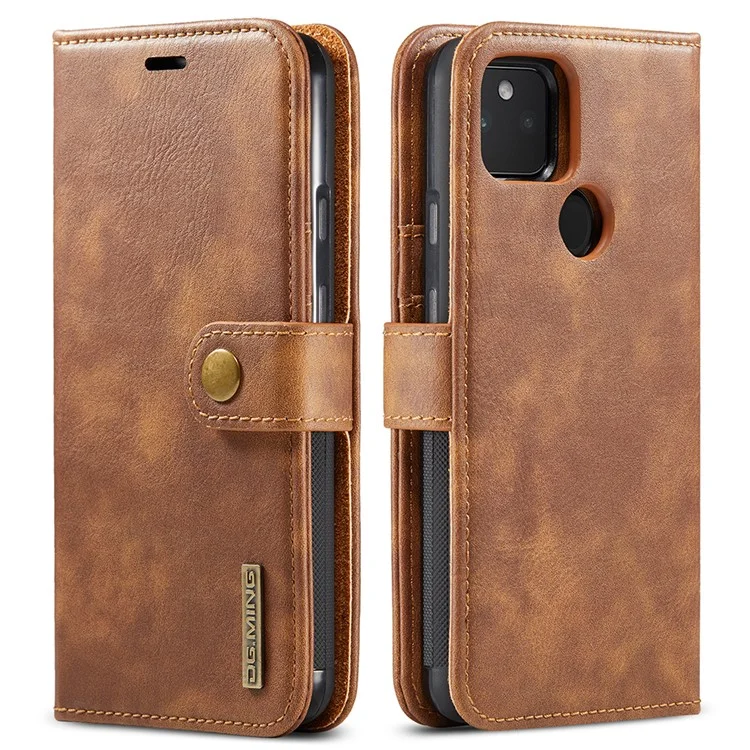Dg. Ming Anti-scratch Bacca Pellofica Pollet Split Coperchio Coperchio Per Coperchio Fulle Shoh Sedachibile Custodia Per Telefono Interno 2 in 1 Per Google Pixel 5a 5G - Marrone