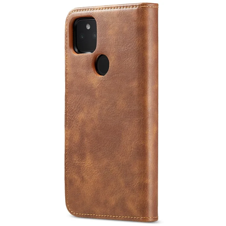 Dg. Ming Anti-scratch Bacca Pellofica Pollet Split Coperchio Coperchio Per Coperchio Fulle Shoh Sedachibile Custodia Per Telefono Interno 2 in 1 Per Google Pixel 5a 5G - Marrone