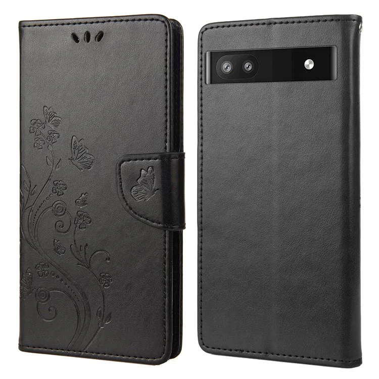 Estelicio Impresta Medible Mediciones Case de Teléfono de Cuero Cubierta de Billetera Práctica Para Google Pixel 6a - Negro