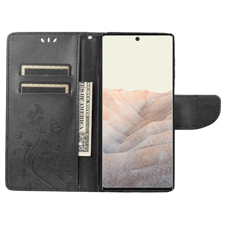 Estelicio Impresta Medible Mediciones Case de Teléfono de Cuero Cubierta de Billetera Práctica Para Google Pixel 6a - Negro