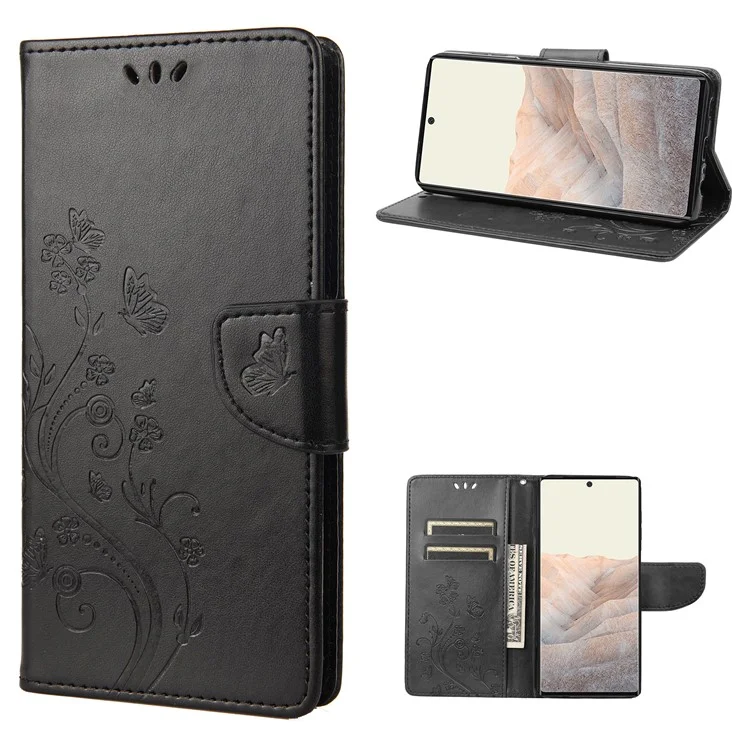 Estelicio Impresta Medible Mediciones Case de Teléfono de Cuero Cubierta de Billetera Práctica Para Google Pixel 6a - Negro