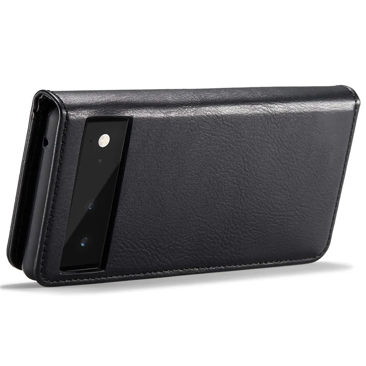 Dg. Ming Split Leder Cover Wallet Ständer Design Abnehmbar Magnetabsorption Phone Hülle Für Google Pixel 6 - Schwarz