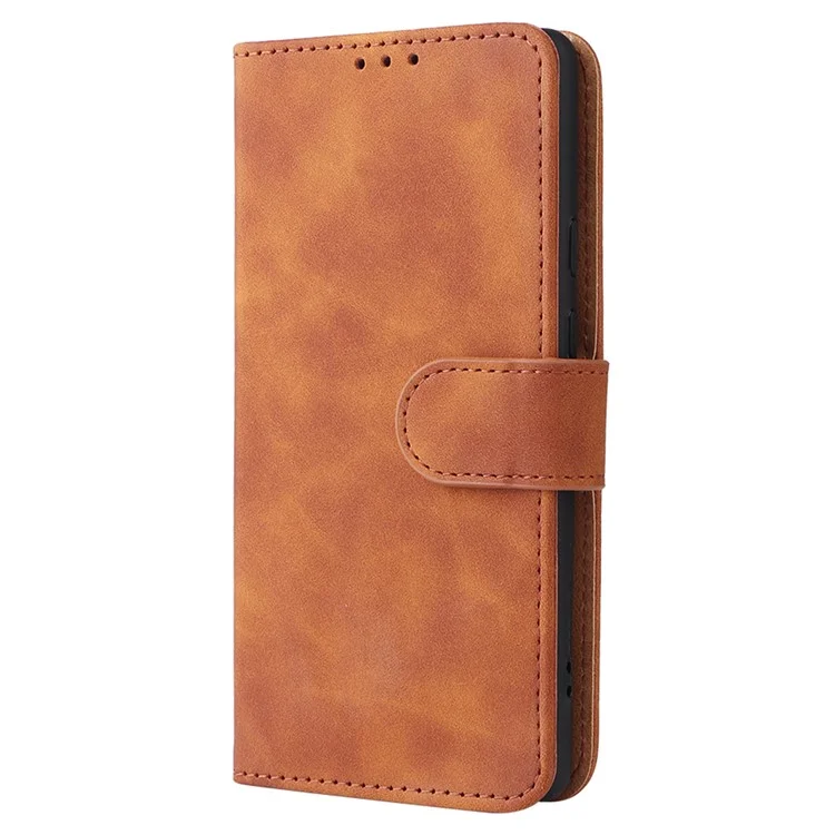 Comfortable Skin-touch Feeling Anti-scratch PU Leather Stand Phone Cover Wallet Case for Google Pixel 6a - Brown