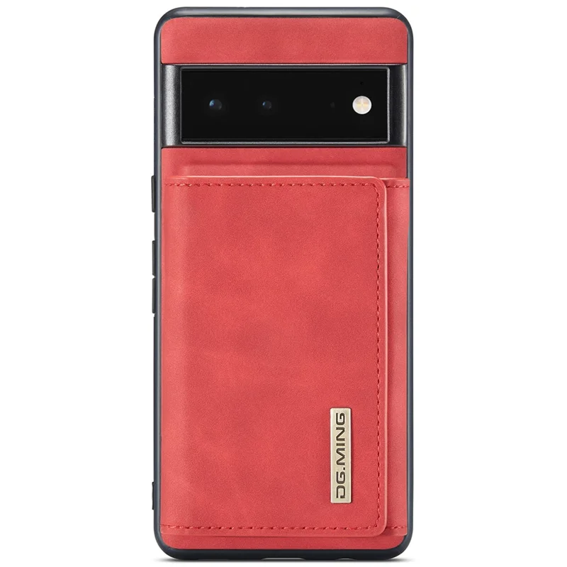 DG.MING M1 Series Detachable 2-in-1 Design Magnetic Absorption Wallet + PU Leather Coated Phone Case Cover with Kickstand for Google Pixel 6 Pro - Red