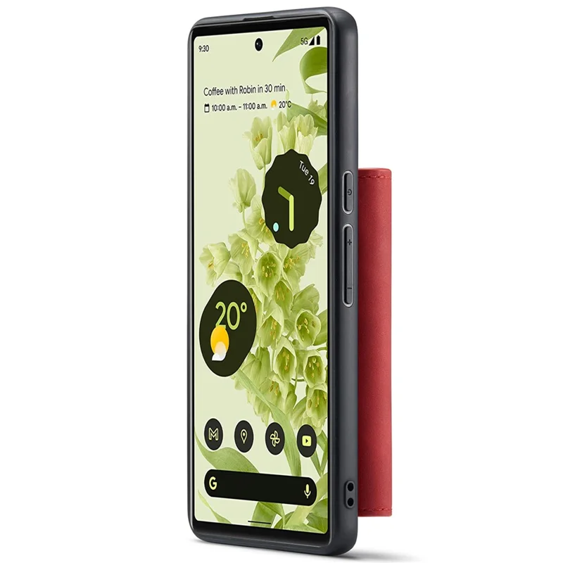 DG.MING M1 Series Detachable 2-in-1 Design Magnetic Absorption Wallet + PU Leather Coated Phone Case Cover with Kickstand for Google Pixel 6 Pro - Red