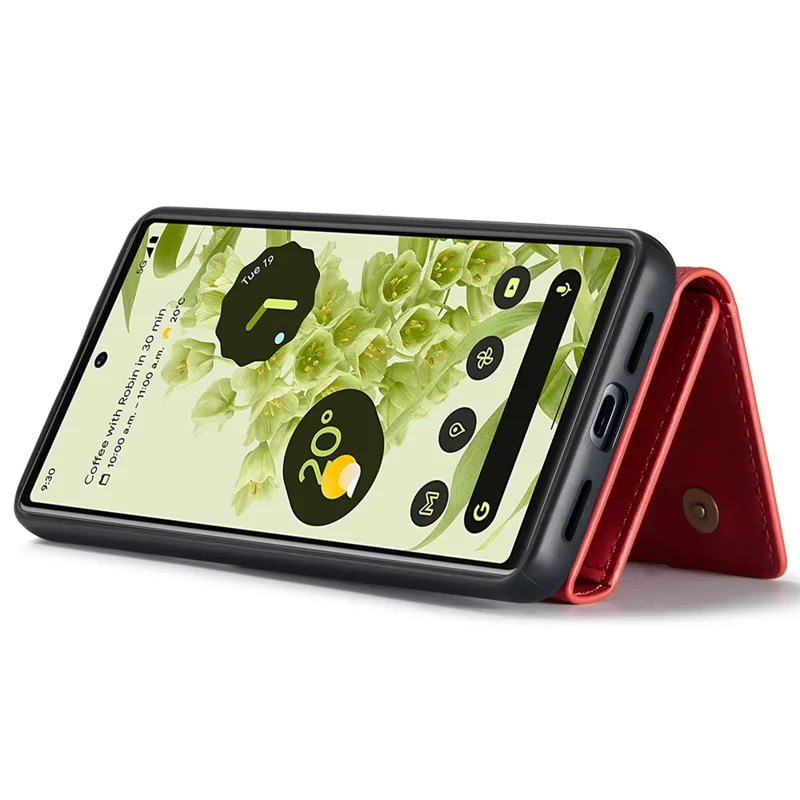 DG.MING M1 Series Detachable 2-in-1 Design Magnetic Absorption Wallet + PU Leather Coated Phone Case Cover with Kickstand for Google Pixel 6 Pro - Red