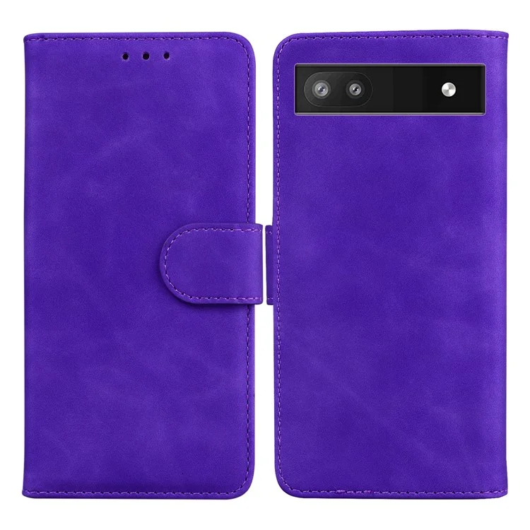 PU Leather + TPU Phone Case Magnetic Clasp Stand Wallet Protective Cover for Google Pixel 6a - Purple