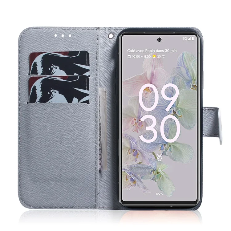 PU Leather + TPU Double Protection Fashionable Pattern Printing Wallet Stand Phone Case for Google Pixel 6a - Apricot Flowers