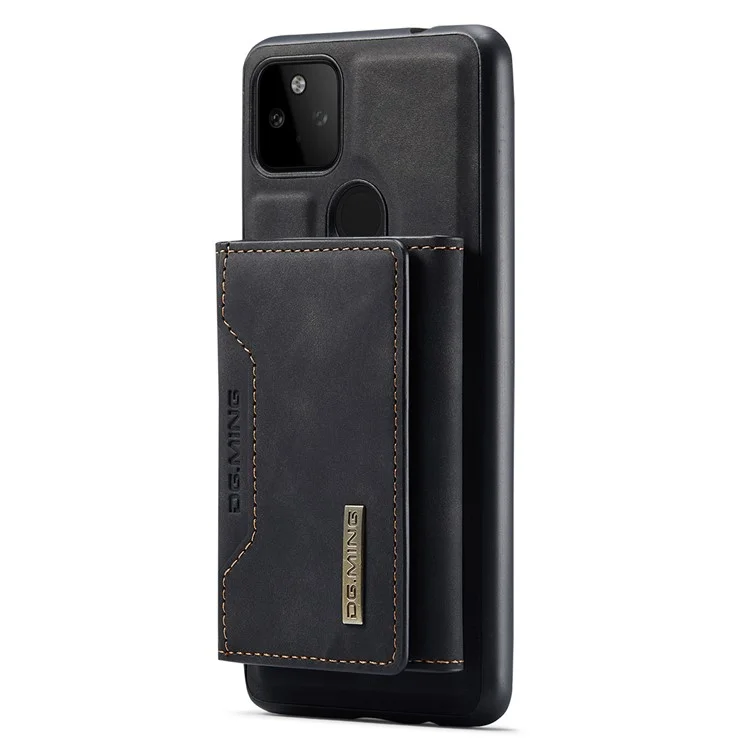 Dg. Ming M2 Serie Front Card Slot Design Anti-Drop Magnetic Wallet Design Hybrid Case Con Cavalletto Per Google Pixel 5a 5G - Nero