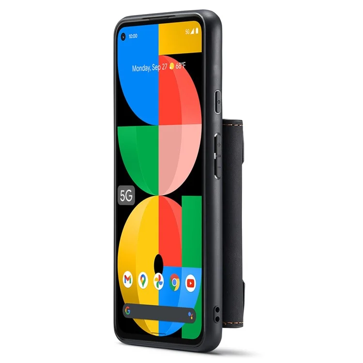 Dg. Ming M2 Serie Front Card Slot Design Anti-Drop Magnetic Wallet Design Hybrid Case Con Cavalletto Per Google Pixel 5a 5G - Nero