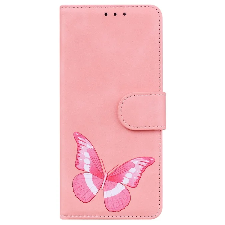 Magnetverschluss-Hautgefühl-Telefon-Hülle Anti-Kratzer Schmetterling-Druck Ständer Geldbörse Leder-Telefon-Abdeckung für Google Pixel 6a - Pink